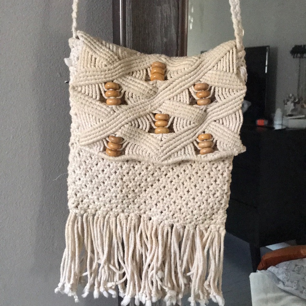 Beaded macrame little purse crossbody bag
